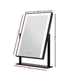 Embellir Makeup Mirror 30x40cm Hollywood Vanity with LED Light Rotation Black MM-STAND-3040LED-BK