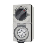 GSME Switch Socket Outlet Surface Mounting Weatherproof 3Ph 10A 500V 4 Pin Round Grey IP66 BUC410 V1202-V1-GSMBUC410
