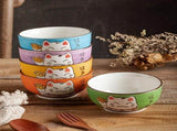 Lucky Cat Ceramic Bowl Set 4-Piece Maneki-Neko Gift Box V1347-DSZ-001-123