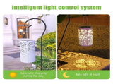 Solar Hanging Lantern Outdoor Hollow Metal LED Decorative Garden Light for Patio Porch Yard, White V1369-AZ3-W-12054
