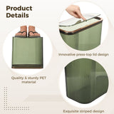 Plastic Slim Waste Basket, Clear Garbage Bin with Press Top Lid, 12.2" x 5.5" x 11.8" Space-Saving V1369-AZ3-W-08791
