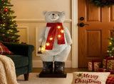 Christabelle Large 1.1m Musical Animated LED White Christmas Bear Decoration Light-Up Lantern O 112_NK109