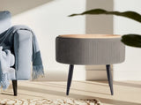Side Table Storage Ottoman - Velvet Padded Stool Vanity Footstool CLEO GREY V274-FT-VR-945VAS-GY