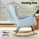 Artiss Rocking Chair Armchair Pillow Velvet Blue UPHO-B-ROCK01-VEL-GN