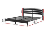 Artiss Bed Frame Queen Size LED Metal Bed Base with Charging Station MBED-D-POR-Q-BK-AB