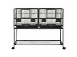i.Pet 106cm 2-in-1 Bird Cage Aviary with Divider Parrot Budgie Wheels Black PET-BIRDCAGE-H106-BK