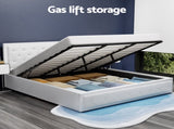 Artiss Bed Frame King Size Gas Lift White TIYO CARDIFF-BEDROOMSUITE-34CM-K