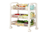Rolling Storage Cart Layered Storage Shelves Multi Functional Movable Snack Vegetable Baskets V1294-YM0710-3117230289911