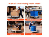 Platform Truck, 907.18 kg Capacity, Heavy Duty Steel Flatbed Cart with Swivel Wheels and Handle, V952-ZDPBC2000LBSULEYG001V0