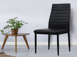 Artiss Dining Chairs Set of 4 Leather Channel Tufted Black DINING-B-C02-BK
