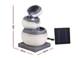 Gardeon Solar Fountain 3 Levels Cascading Bowl Water Feature 52cm Grey FOUNT-CARVED-BOWL-3LVL
