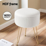 Artiss Ottoman Foot Stool Vanity Velvet Round White FS-B-02-VEL-WH