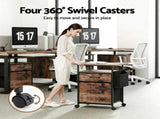 Artiss 2 Fabric Drawer File Cabinet Printer Stand Rolling File Cabinet with Side Bag MET-FC-25155-RB