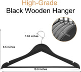 TOPIA HANGER Wooden Coat Hangers 30 Pack, Black Wood Suit Hangers, 360&deg Swivel Hook and Non-Slip V1258-DP02-F-228