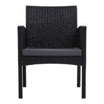 Gardeon 2PC Outdoor Dining Chairs Patio Furniture Rattan Lounge Chair XL Ezra ODF-CHAIR-TEA-XL-BK-2X