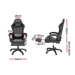 Artiss 6 Point Massage Gaming Office Chair 7 LED Footrest Black MOC-GC-6P-LED-BK