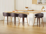 4x Artiss Bar Stools Dining Chairs Contoured Leather Wood Stool BA-TW-8186-BRX4
