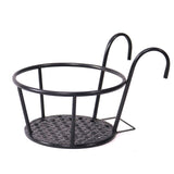 Iron Art Hanging Baskets Flower Pot Holder Over The Rail Metal Fence Planters Assemble - Pack of 3 V1370-AZ4-06344