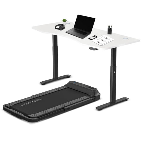 Lifespan Fitness V-FOLD Treadmill with ErgoDesk Automatic Standing Desk 1500mm in White/Black V420-LFTM-VFOLD-A