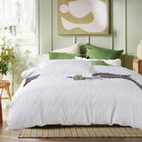 Tufted Boho Embroidery Quilt/Doona/Duvet Cover Set - White - Queen Size V493-JJXW-01Q