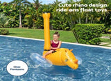 Bestway Kids Rhino Inflatable Ride-On Pool Float Toy Set of 2 with Boppers BW-FLOAT-41522