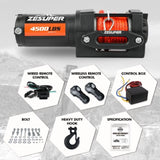 ZESUPER 12V Winch 4500LBS Electric Winch ATV Winch Synthetic Rope BOAT Trailer V211-AUEB-ZEEW002