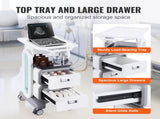 3 Tiers Lab Carts, Lab Utility Cart with 2 Drawers & 1 Top Tray, Mobile Medical Cart with ABS V952-SYSTCECKFBS498TJSV0