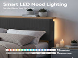 Artiss Double Bed Frame Upholstered Adjustable Headboard Mood Lighting Heavy Duty Grey Velvet BFRAME-H-ROYCE-D-GY-AB