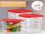 3 Sets 6 Qt Square Food Storage with Lids Dough Proofing Bucket Commercial Polycarbonate V1259-DP01-F-137