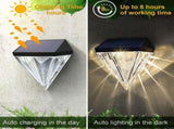 Solar Fence Lights Diamond, 6 Pack Deck Lights Outdoor Waterproof Step Lights Solar Powered for V1366-AZ2-W-08421
