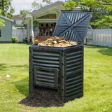 Garden Compost Bin 300 L, BPA Free Composter, Large Capacity Outdoor Composting Bin with Top Lid and V952-GDSDFXHSPP80WX06WV0