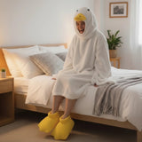 Goose Blanket Hoodie Onesie, Large Warm Wearable Flannel Blankets with Sleeves and Gooses Feet V1189-WXFWAL-20260319-00957