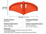 Inflatable Wing Foil with Carbon Fiber Handles, 30D/150D Ripstop Nylon Surface, Portable Hydrofoil V1341-ZY-HQDBJTQD-ORANGE6M2WINGFOIL