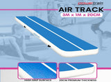 Powertrain Airtrack 20cm Thick 3m x 1m Inflatable Gymnastics Tumbling Mat Air Track - Blue IFM-0301-BUWH