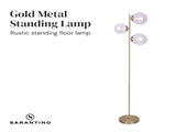 Sarantino 3-Light Gold Metal Floor Lamp with Glass Shades LMP-MLM-50320