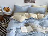 Light blue cheese Washed Cotton Bedding Set - Solid Color Fitted Sheet Style, 4-Piece Set for 1.5m V888-ELOSUNG48729