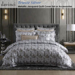 Davinci Trieste Silver Yarn-dyed Metallic Jacquard Quilt Cover Set Super King V442-LED-QUILTCS-TRIESTE-SILVER-SK