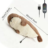 USB Heated Seal Plush Pillow with Temperature Control & Timer Soft Fleece Warming Buddy for Bed, V1341-ZY-ZE7JD333-BROWN