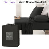 Ardor Micro Flannel Sheet Set Charcoal Single V442-INT-SHEETS-ARDORMICROFLANNEL-CHARCOAL-SB