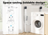 Artiss 2 Tier Clothes Rack Airer Foldable 139CM White HANGER-B-04-FLD-WH