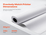 Wide Format Paper, 609.6 mm x 152.4 m Paper, 2 Rolls CAD Bond Rolls with 76.2 mm Core, 16 KG V952-KFDYZ3INCH24EICCFV0