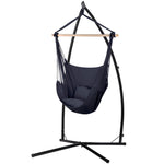 Gardeon Hammock Chair Outdoor Camping Hanging with Steel Stand Grey HM-CHAIR-PILLOW-GREY-X