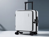 Wanderlite 20" Luggage Suitcase Front Pocket Travel Carry On Dual TSA White LUG-ABS-POK-20-WH