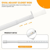 18-63" Oval Closet for Hanging Clothes Adjustable Closets Heavy Duty Black Poles Bar Closet V1107-127-92679-WHT3