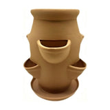 Multi Pocket Terracotta Vertical Tower green foliageer With Matching Drain Tray, Space Saving V1366-AZ2-W-16873