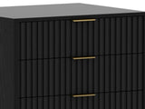 Sarantino Evelyn Bedside Table with 3 Drawers - Black CBT-689-03-BK