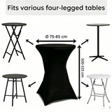 4-Pack Black Stretch Cocktail Table Covers, Washable Fitted Spandex Covers for 80-85 x 110 cm High V1188-MS-731-003