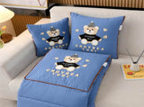 Blue Cap Bear 2-in-1 Foldable Car Pillow Blanket - Cozy 40x40cm Pillow, Unfolds to 100x150cm Blanket V888-ELOSUNG33180