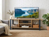 CARLA HOME Tv Stand Entertainment Console - Open Shelves - Oak - Brown - Rustic - Steel V178-36428