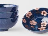 Bowl Set 4pcs Navy Pink Sakura Design V637-RW0018